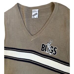 Vintage 1998 Warner Bros Studio Store Bugs Bunny Sweater Vest Mens Medium Brown